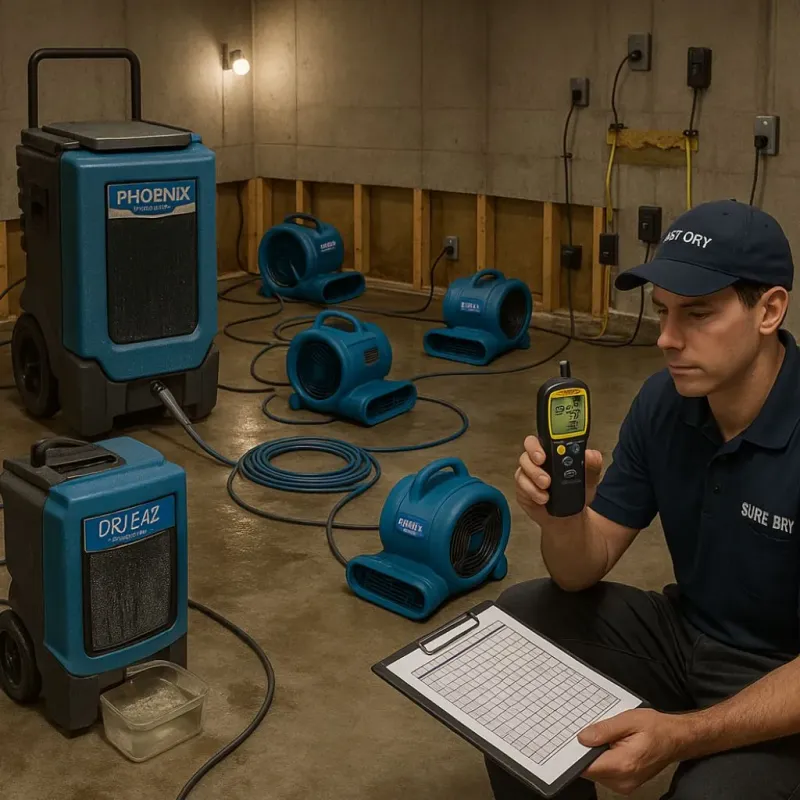 Structural Drying and Dehumidification process in Fort Bragg, CA